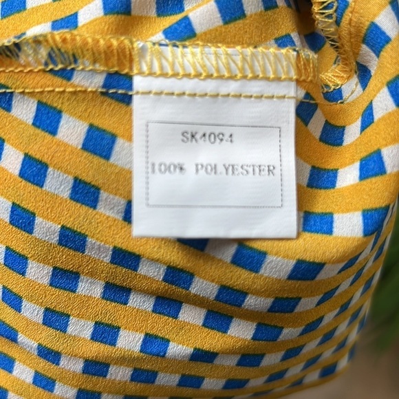 TOV Los Angeles Checked Maxi Skirt 38 Blue Yellow Small - Picture 7 of 9